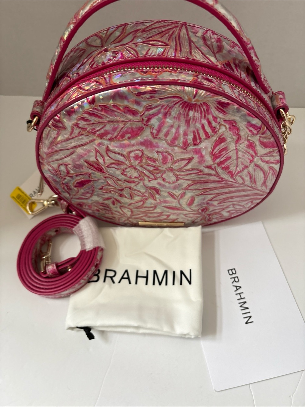 Brahmin Lane Crossbody Coral Snapdragon Lokelani pink multi opalescent Leather N